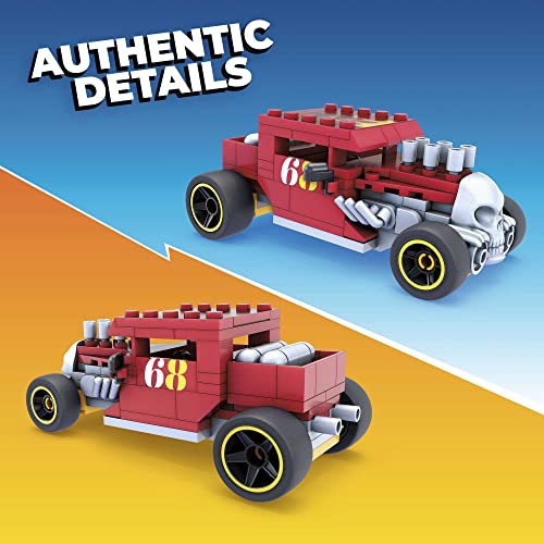 Mega Construx Hot Wheels Bone Shaker Coche de juguete de bloques de construcción, incluye figura, para niños +5 años (Mattel GVM29)