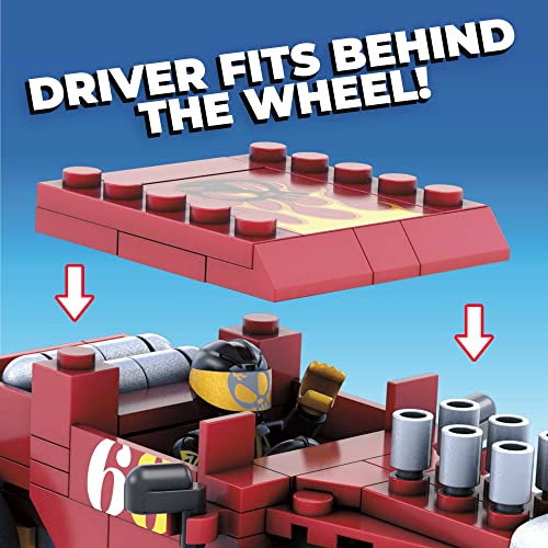 Mega Construx Hot Wheels Bone Shaker Coche de juguete de bloques de construcción, incluye figura, para niños +5 años (Mattel GVM29)