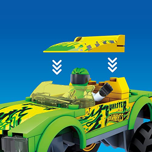 MEGA Construx Hot Wheels Monster Trucks Gunkster Coche de bloques de construcción con figura, juguete para niños +5 años (Mattel HDJ94)