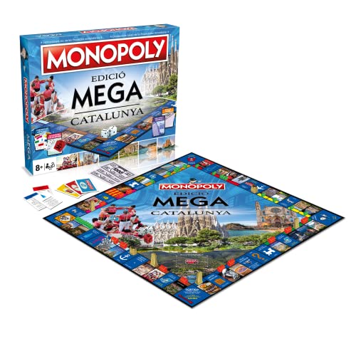 Mega Monopoly de Cataluña - Juego de Mesa de las Propiedades Inmobiliarias - Versión Bilingüe en Castellano y Catalán