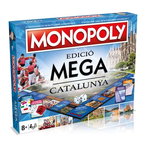 Mega Monopoly de Cataluña - Juego de Mesa de las Propiedades Inmobiliarias - Versión Bilingüe en Castellano y Catalán