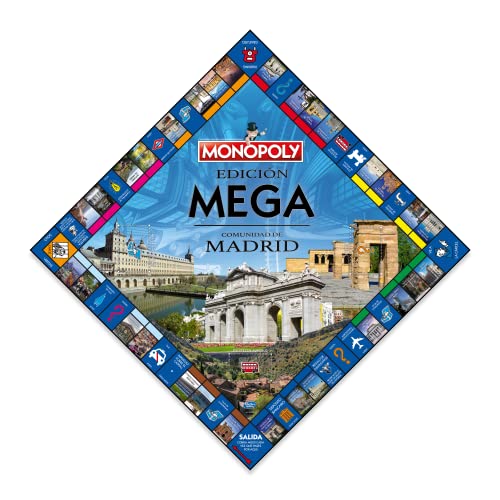 Mega Monopoly de la Comunidad de Madrid - Juego de Mesa de las Propiedades Inmobiliarias - Versión en Español