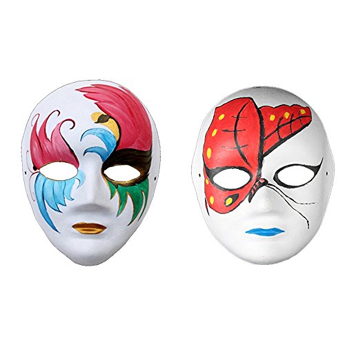 Meimask Papel Blanco Bricolaje máscara de Pulpa en Blanco máscara Pintada a Mano Personalidad Creativa máscara de diseño Libre (10pcs, 5 Piezas Caras Masculinas y Caras Femeninas 5 Piezas)