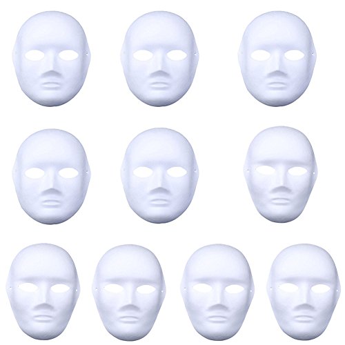 Meimask Papel Blanco Bricolaje máscara de Pulpa en Blanco máscara Pintada a Mano Personalidad Creativa máscara de diseño Libre (10pcs, 5 Piezas Caras Masculinas y Caras Femeninas 5 Piezas)