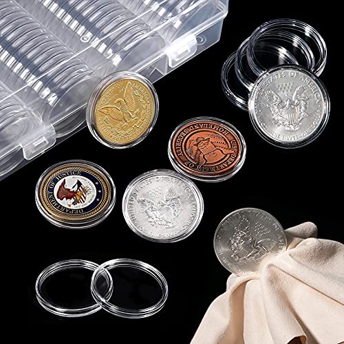 MengH-SHOP Cápsulas de Monedas 30mm Plástico Colección de Monedas Transparente Funda de Moneda Redondo con Caja de Almacenamiento para Colección de Monedas 100 Piezas