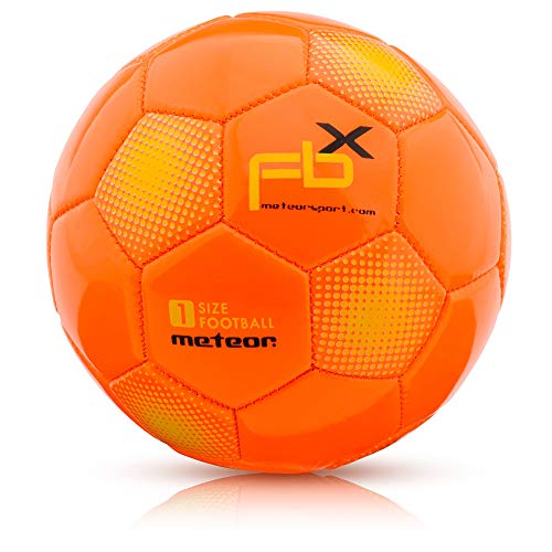 meteor Balón de Fútbol para Niños y Juventud y Adultos Tamaño 5 4 3 1 para Ejercicio Al Aire Libre Juego Entrenamiento de Football (#5, Naranja)