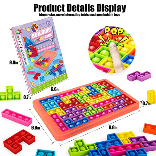 MILESTAR Big Pop it Puzzle Game Fidget Jigsaw Toys Tetris Popper Tablero de ajedrez Push Bubble Silicona Sensorial Fidget Toy Juguetes para Padres e Hijos, Juguetes con Amigos para aliviar la presión