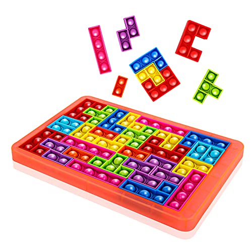 MILESTAR Big Pop it Puzzle Game Fidget Jigsaw Toys Tetris Popper Tablero de ajedrez Push Bubble Silicona Sensorial Fidget Toy Juguetes para Padres e Hijos, Juguetes con Amigos para aliviar la presión