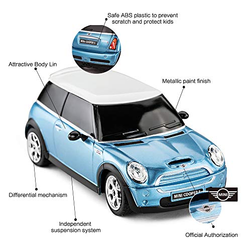 Mini Cooper Remote Radio Controlled Car 1:24 Scale Model Electric Toy R/C - Blue by Rastar