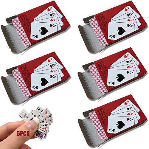 Mini Jugar A Cartas 6set Baraja Mini Juegos Poker Papel Mini Tarjeta De Póquer Mini Naipes Naipes En Miniatura Regalo De Accesorios De Decoración De Casa De Muñecas En Miniatura Para Niños 1,5 * 1 Cm