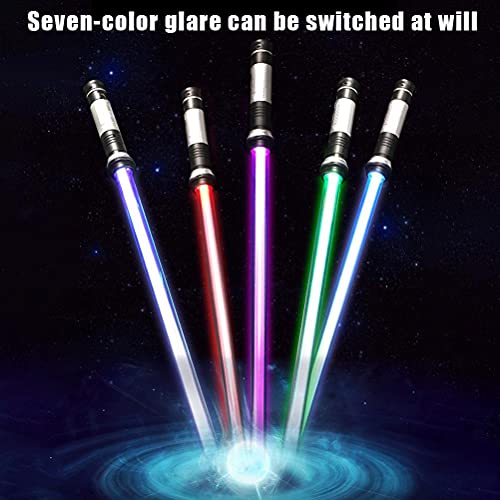 Miokycl 2 espadas de luz LED para niños, 2 en 1, Star Wars, 7 luces de cambio de color, plegable, juguete con sonido, accesorios para cosplay