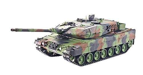 MODELTRONIC Tanque Radio Control alemán Leopard 2A6 Escala 1/16 Heng Long versión V7.0, Transmisiones de Acero, con batería Litio, emisora 2.4G V7.0, con Sonido, Airsoft, Humo 3889-1
