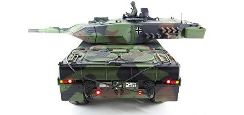 MODELTRONIC Tanque Radio Control alemán Leopard 2A6 Escala 1/16 Heng Long versión V7.0, Transmisiones de Acero, con batería Litio, emisora 2.4G V7.0, con Sonido, Airsoft, Humo 3889-1