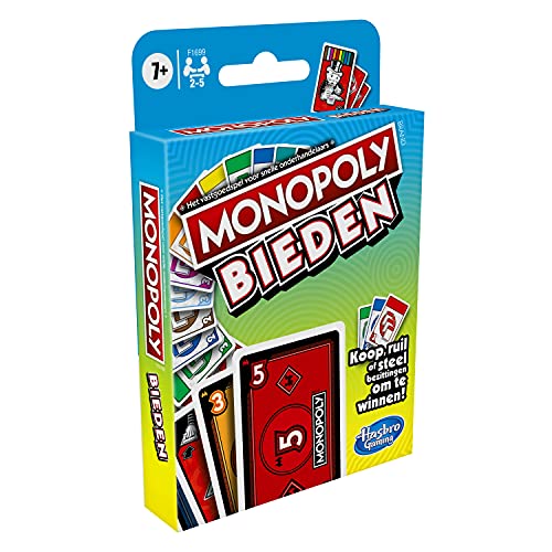 Monopoly Juego de Cartas de Escenario, Juego rápido de Cartas para 4 Jugadores, Juego para familias y niños a Partir de 7 años