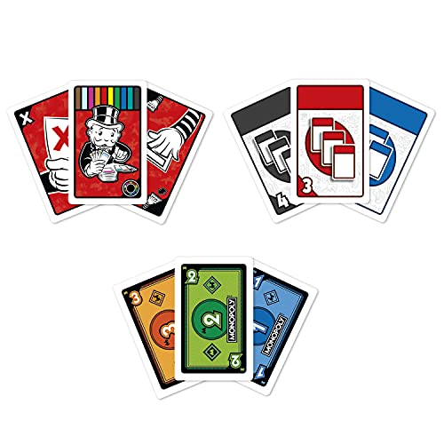 Monopoly Juego de Cartas de Escenario, Juego rápido de Cartas para 4 Jugadores, Juego para familias y niños a Partir de 7 años