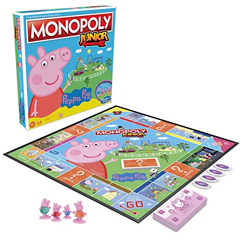 Monopoly Junior: Peppa Pig Edition juego de mesa para 2-4 jugadores, juego de interior para niños a partir de 5 años