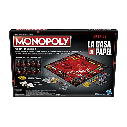 Monopoly La Casa de Papel, Juego de Mesa de Bandeja, a Partir de 16 años, de 2 a 6 Jugadores, versión Francesa