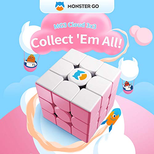 Monster Go 3x3 Nube, White & Pink Cubo de Entrenamiento, Juguetes para Niños Principiantes