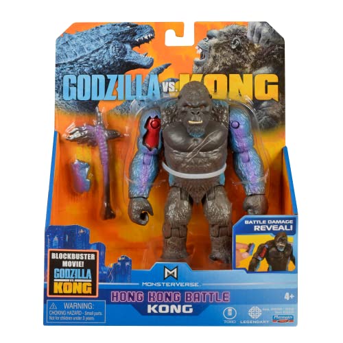 MonsterVerse Godzilla vs Kong 6 Pulgadas HK Battle Kong w/Hacha, Multicolor, MNG15000