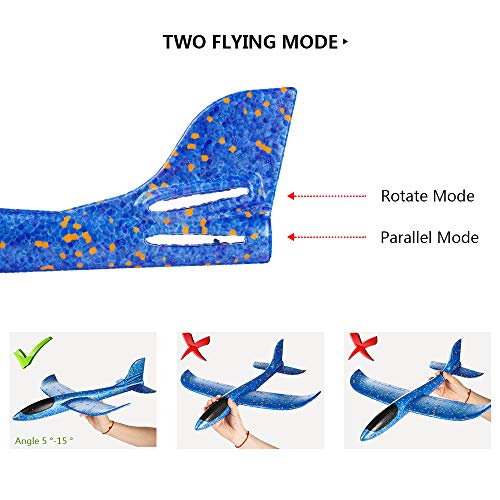 MOOKLIN ROAM 2 PCS Niños Planos de Espuma, 44cm Avión Planeador, Grande Glider Juguete Deportes Al Aire Libre Volar Juego con Dos Modelos de Vuelo para Niños Niñas Favores de la Fiesta