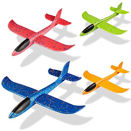 MOOKLIN ROAM 4 PCS Niños Planos de Espuma, 44cm Avión Planeador, Grande Glider Juguete Deportes Al Aire Libre Volar Juego con Dos Modelos de Vuelo para Niños Niñas Favores de la Fiesta