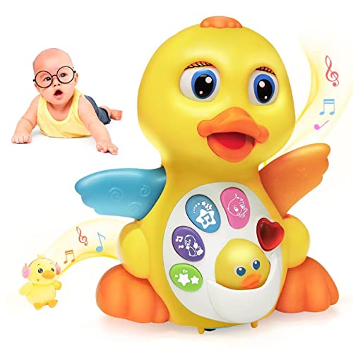 MOONTOY Pato de Juguete para Bailar y Cantar, Juguetes educativos Musicales para niña o niño, Juguete Interactivo para bebés con luz y Sonido, Regalo para niños pequeños, bebés de 1,2,3 años o más