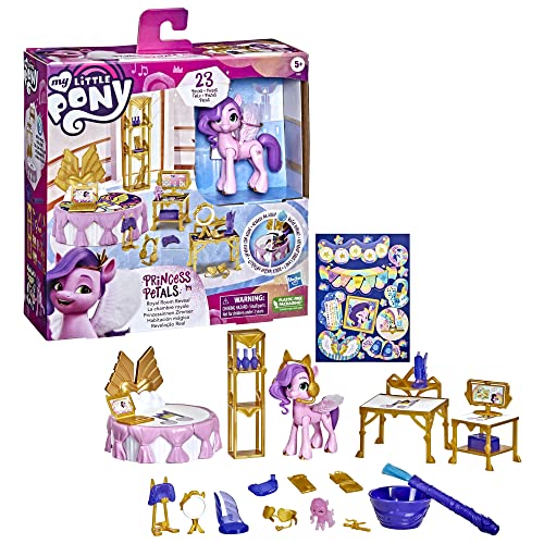 My Little Pony: A New Generation - Princesa Pipp Petals Habitación mágica - Poni Rosado de 7,5 cm - Accesorios Que cambian con el Agua