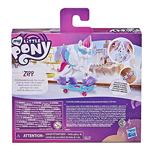 My Little Pony: A New Generation - Zipp Storm Aventura de Cristal - Poni Blanca de 7,5 cm con Accesorios Sorpresa, Pulsera de la Amistad