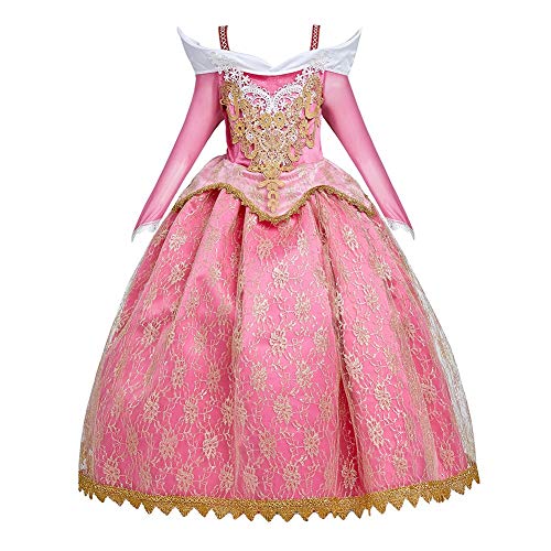 MYRISAM Vestidos de Princesa Aurora para Niñas Disfraz de Carnaval Bella Durmiente Traje de Halloween Navidad Cumpleaños Fiesta Ceremonia Aniversario Cosplay Vestir 4-5 años