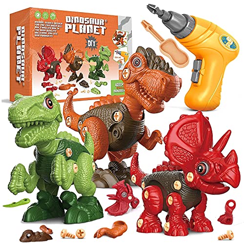 NATTHSWE Desmontar Dinosaurios juguetes, juguetes de dinosaurios para niños adecuados para edades de 4 5 6 7 8+ años, Desmontaje y montaje de juguetes de dinosaurios Niños Niñas Regalos de cumpleaños