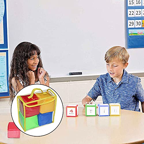 NC Juego de Dados de Juego de 4 x 10 cm, Cubos de Espuma Suave con Bolsillos Transparentes, Cubos de Aprendizaje Personalizables