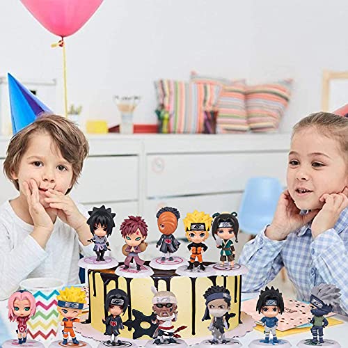 Ninja Cake Topper - 12pcs Mini Juego de Figuras,Acción Figuras Modelo Muñecas Mini Muñeca de Ninja,Niños Baby Shower Fiesta de cumpleaños Pastel Decoración Suministros