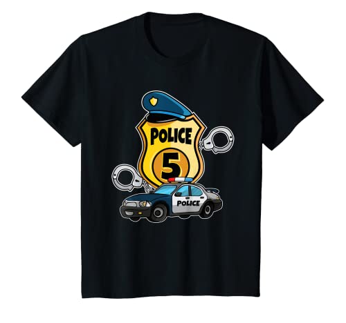 Niños Niños de 5 años policía I disfraz de policía 5º cumpleaños Camiseta
