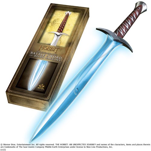 Noble Collection-El Señor de los Anillos Pungolo Hoja Luminosa Espada de Bilbo, Color Plata, Única, NN1299