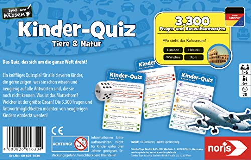 noris- Kinder-Quiz Alrededor del Mundo, el Juego de Familia para casa o de Viaje, para 1-6 Jugadores a Partir de 6 años. (606011630)