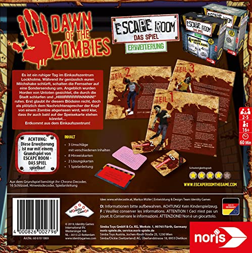 noris Noris-606101869, 606101869, Escape Room, El Amanecer de los Zombis, 16+ años, 2-5 Jugadores, Multicolor