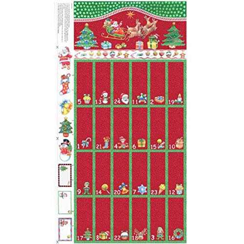 Nutex - Calendario de Adviento de tela (panel de algodón acolchado), color rojo y verde