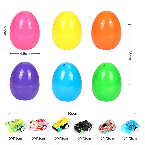 O-Kinee Huevos de Pascua, 36 Piezas Huevos de Plastico para Relleno, Huevos Sorpresa Juguetes, Decoración de Pascua Huevo de Pascua, 36 Piezas Juguete Huevos, para Regalos de Pascua