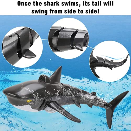 OBEST 2.4GHz Juguetes RC Tiburón Flexibles Negro ,Barco Juguete eléctrico con Control Remoto bajo el Agua Shark Toy, Juguete Regalo de Piscina para niños Juguete de Playa