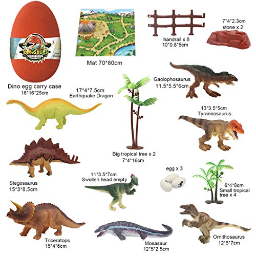 OBEST Juguetes Conjunto de Dinosaurios, con Huevos de Dinosaurio, 22PCS Juguetes Educativos de Dinosaurio con Colchones de Juegos, Niños Aprendan el Mundo Natural, Regalos de Pascua