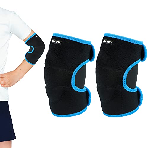 ONTYZZ Niños Cojines de Codo Ajustable Apoyo de Codo Niños Protector de Codo con SBR Pad para Ciclismo Bailando Voleibol Arrastrándose Negro-Azul/S