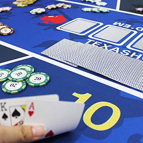 ORIENTOOLS Alfombrilla de póquer de goma portátil, 90 x 180 x 0,2 cm, tapete de póquer profesional, mesa de póquer para jugar a cartas, juegos de póquer (azul)