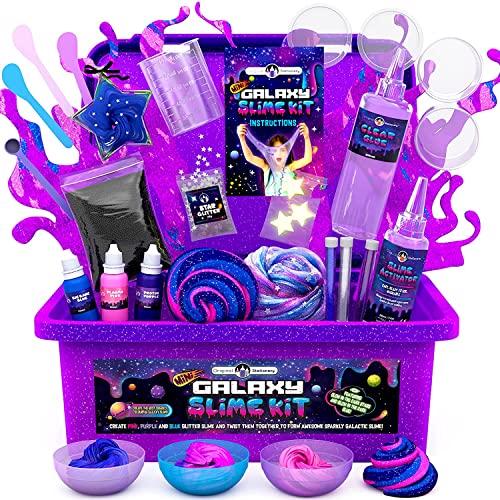 Original Stationery Mini Galaxy Slime DIY Kit con todo para hacer Glitter & Galactic Slime para niños 10-12 Girl Birthday Ideas