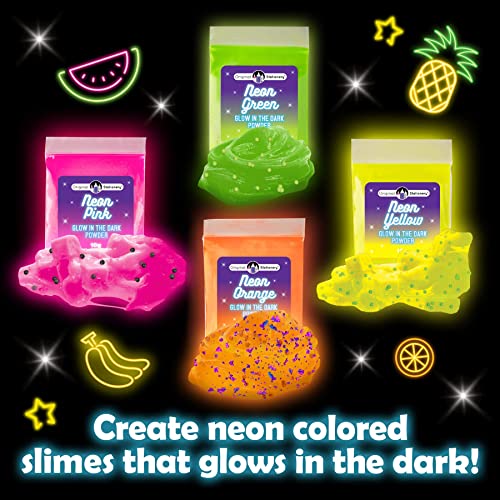 Original Stationery Slime para Niños Fabrica de Slime Neon Tropical Glitter Glow in The Dark Slime Kit Prepara Crunchy Slime, Floam, Jelly Cube y Rainbow Slime, Gran Regalo para Niñas