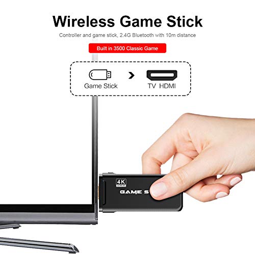 Oyria Wireless Game Joystick Controller, Consola inalámbrica USB Game Stick Consola de Videojuegos Mini Controlador Retro de 8 bits Salida HDMI Reproductor Dual Incorporado 3500 Classic Game