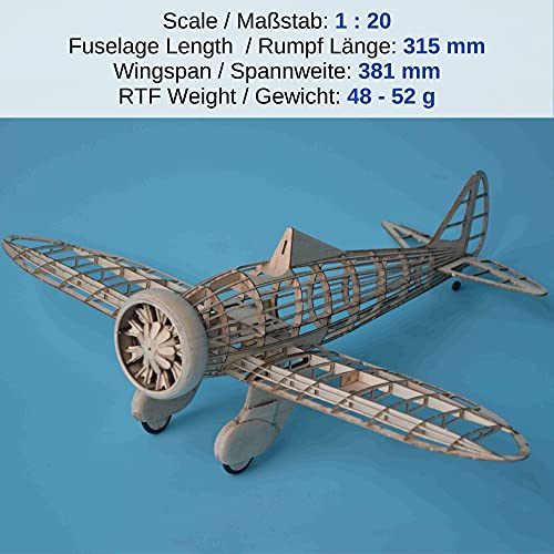 P-26A Peashooter Slow Flyer Kit de 381 mm de envergadura, escala 1/20, modelo de avión para construir, juego de construcción de madera balsa, modelo de avión RC, peso de vuelo de 48-55 g