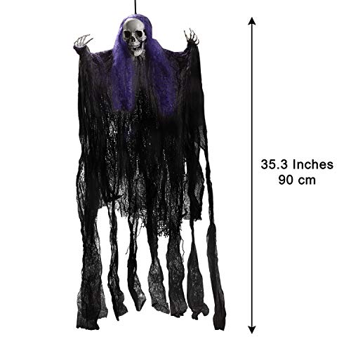 Paquete de 3 La Parca de Halloween 90cm Fantasma de Esqueleto de Halloween, Decoración Colgante de Halloween para Casa Embrujada, para Interiores y Exteriores