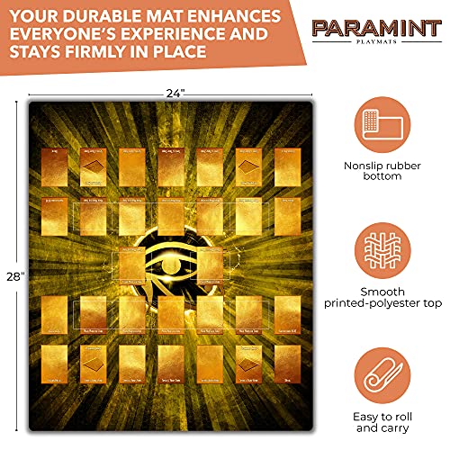 Paramint Eye of Horus, Gold - Yugioh Playmat - Compatible for Yu-Gi-Oh, TCG - Two-Player Master Rule Duel Field Zones, Large 2-Player Card Game Mat - Original Play Mat Art Designs & Accessories
