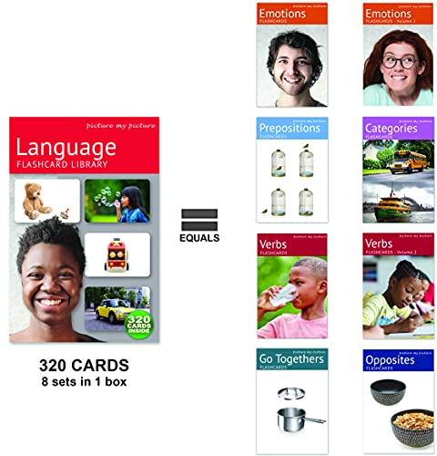 Picture My Picture Idioma Flash Card Library | 320 tarjetas fotográficas de idiomas | Materiales de terapia del habla y materiales ESL