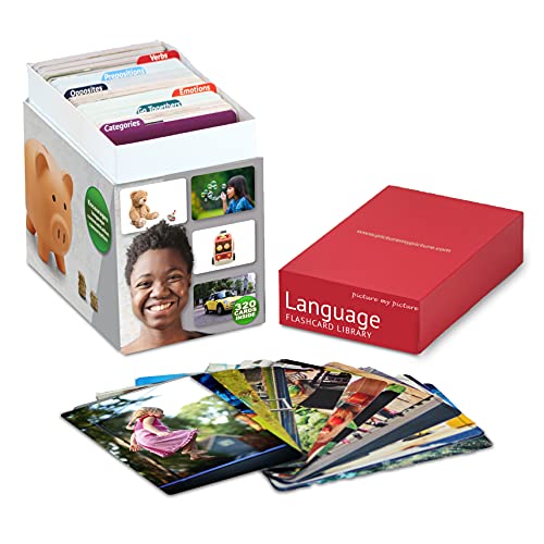 Picture My Picture Idioma Flash Card Library | 320 tarjetas fotográficas de idiomas | Materiales de terapia del habla y materiales ESL